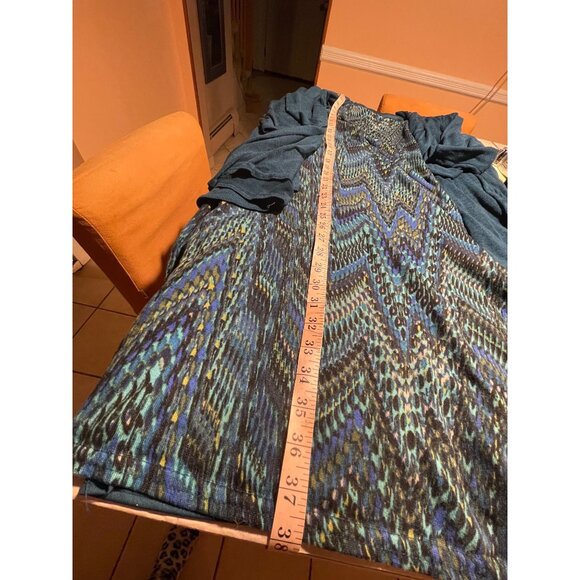 Peacock Chevron Pattern Sleeveless Dress With 3/4 Sleeve Open Front Cardigan 2X - Picture 6 of 10